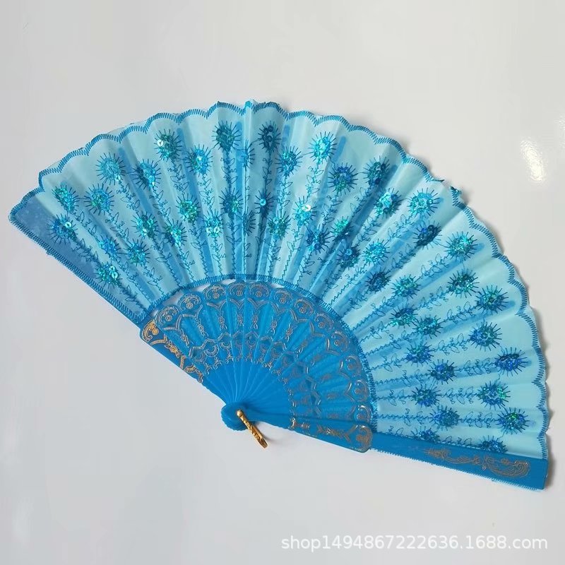 彩杆亮片扇白底实物图