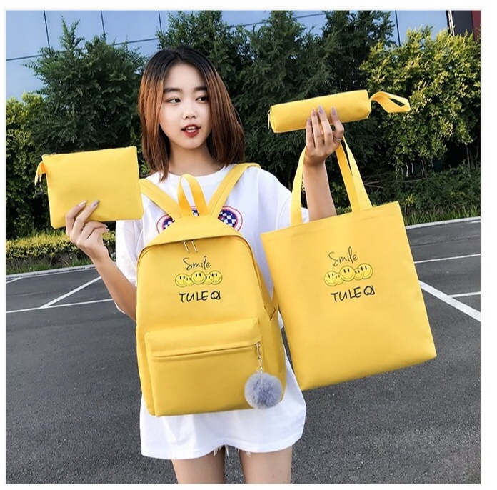 Korean version of the casual student four-piece backpack emoji design Application Scenario