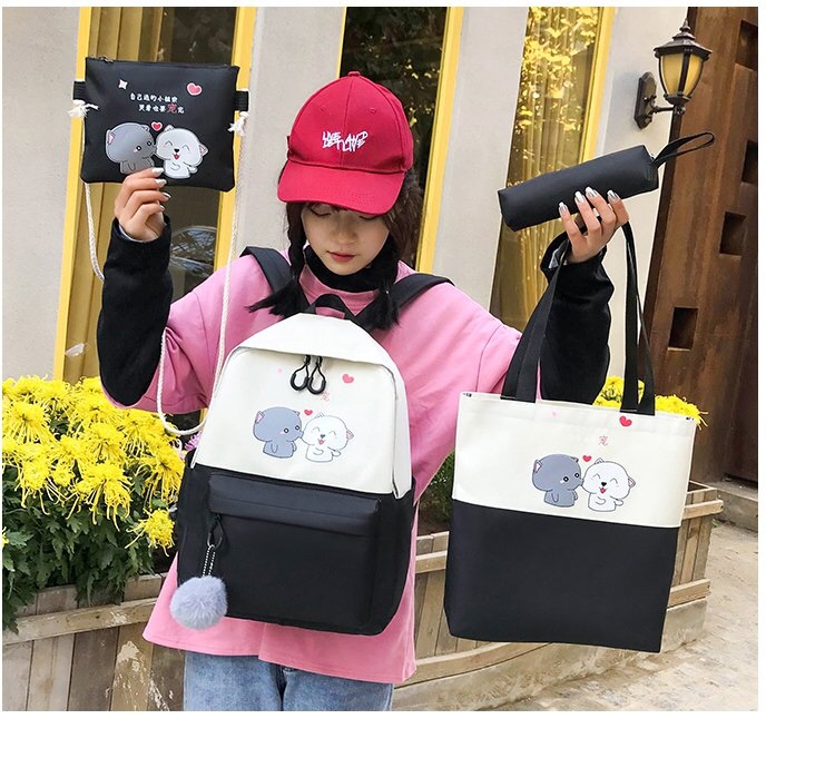 Korean school-style four-piece set of student backpack pets Application Scenario