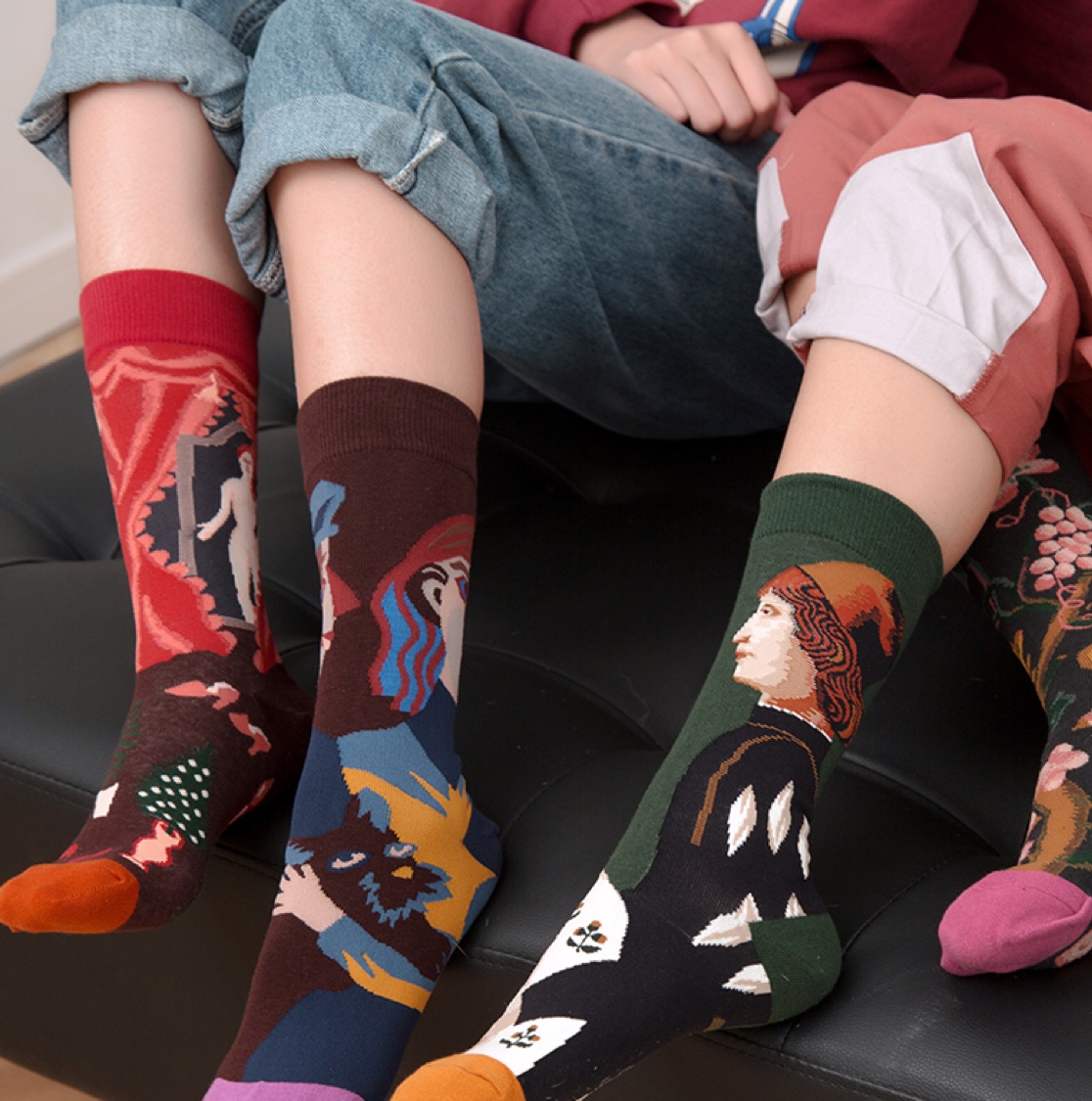 MOXIAO's new French artistic series AB women's mid-calf socks Item Picture