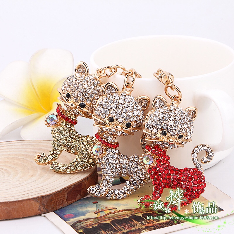 Korean version of the cat keychain inlaid details Picture