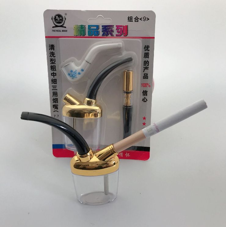 创意粗中细青花瓷烟嘴烟斗三件套循环过滤烟嘴带过滤器清洗型男士详情图4