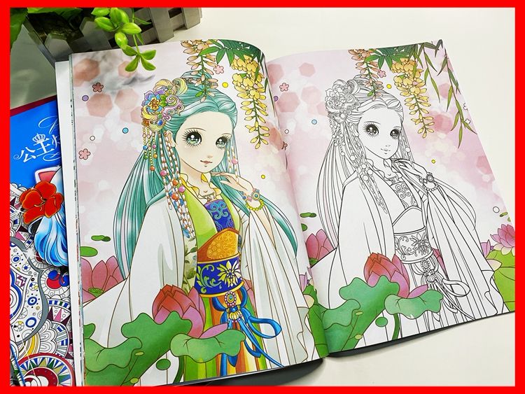 炫彩公主涂色画绘画册儿童画画书全10册幼儿园填色涂鸦魔法美少女详情图16