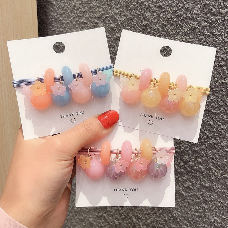 Fantasy jelly colorful beads joker hair ring teenage girls tie hair rope Korean version of web celebrity floret hair rope hair accessories thumbnail