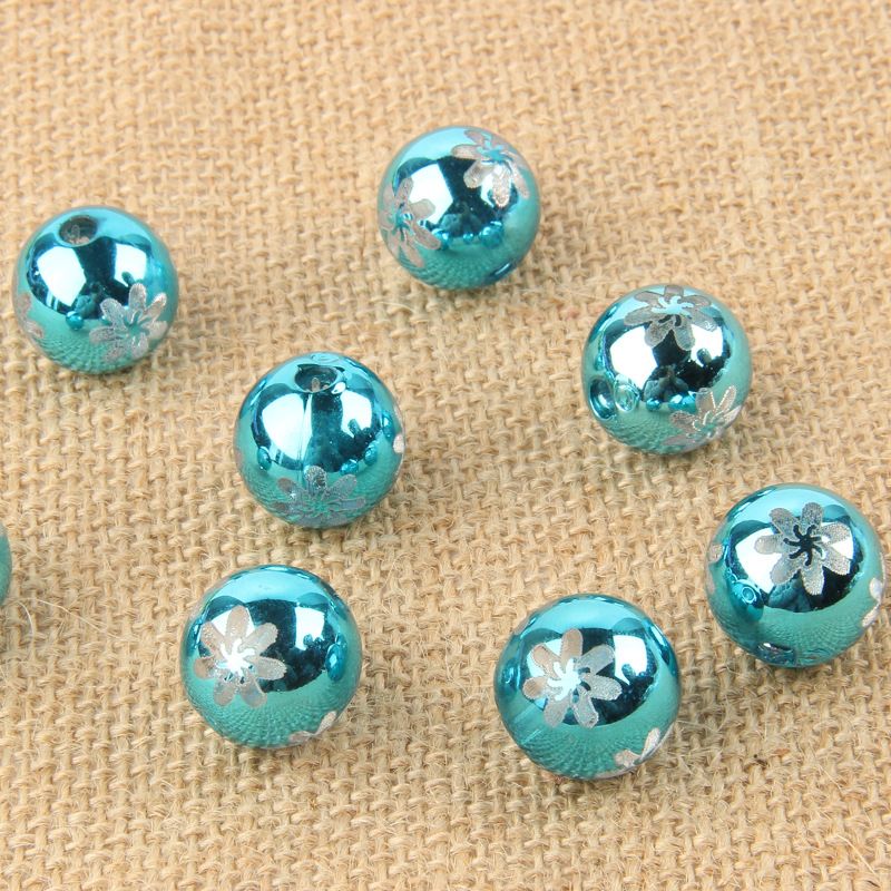 24MM彩色uv 雕刻圆珠印花效果圣诞灯饰婚庆饰品配件散珠批发详情图5