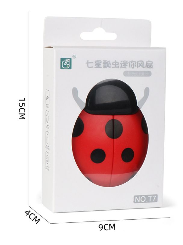 新品七星瓢虫补光灯镜子风扇迷你可爱学生上折叠网红口袋小电扇详情图7