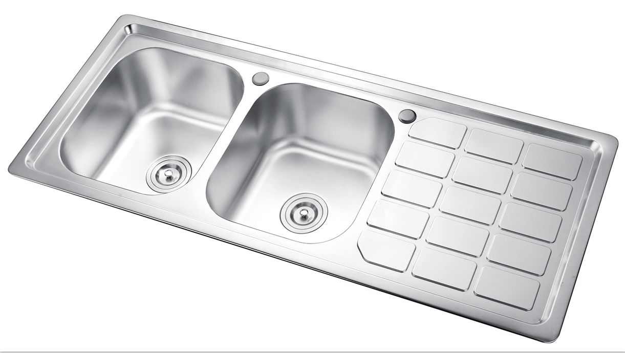 Stainless steel sink with double basin plates thumbnail