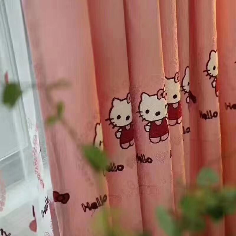 New style factory direct sales available for retail and wholesale of cartoon Kate Cat embroidered curtain fabric Item Picture