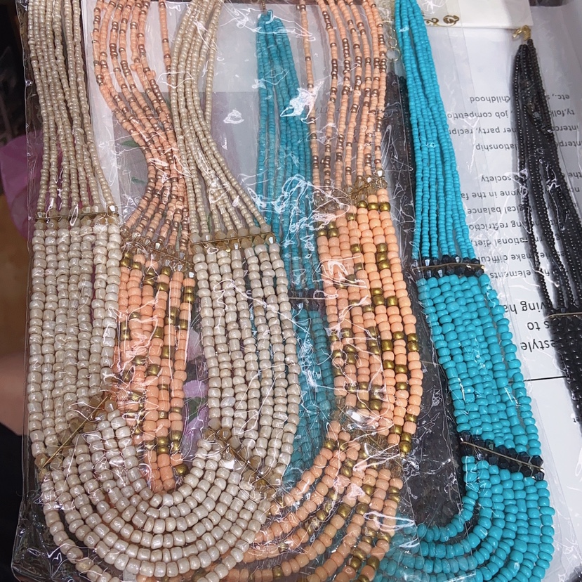 Handmade rice bead woven necklace