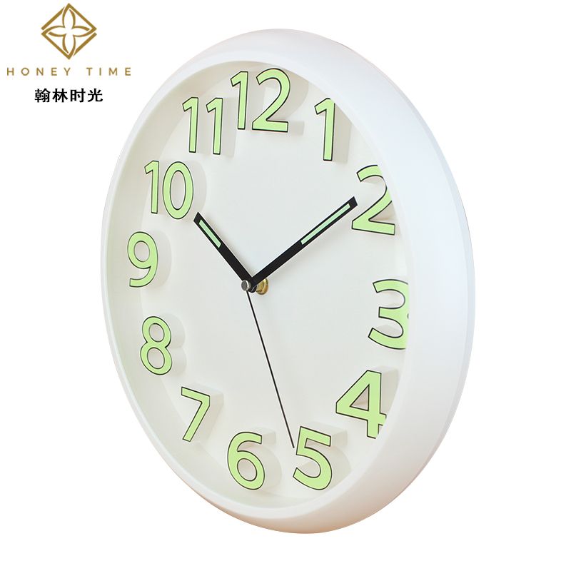 Modern, fashionable and simple 12.8-inch round three-dimensional digital clock, Nordic style personalized decoration home wall clock hanging clock Item Picture