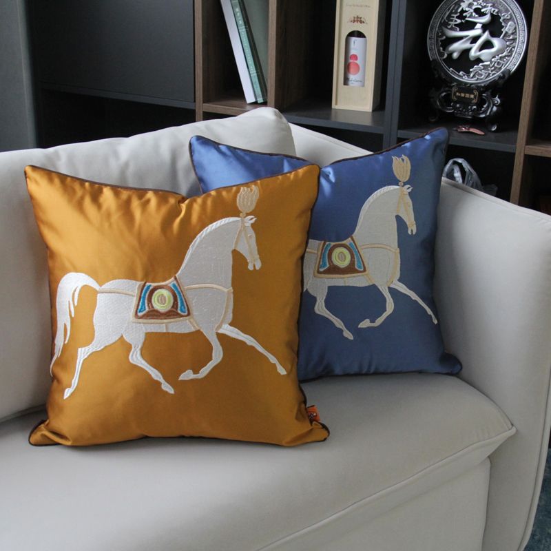 Embroidered sofa cushions, horse cushions, sofa cushions, linen home, living room cushion cover, office Specification image