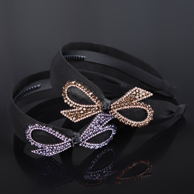 Headband Hair Accessories Rhinestone Bow Hair Clip Hair Clip Bangs Clip Clip Wide Edge Headband Korean Mesh Headband Clip