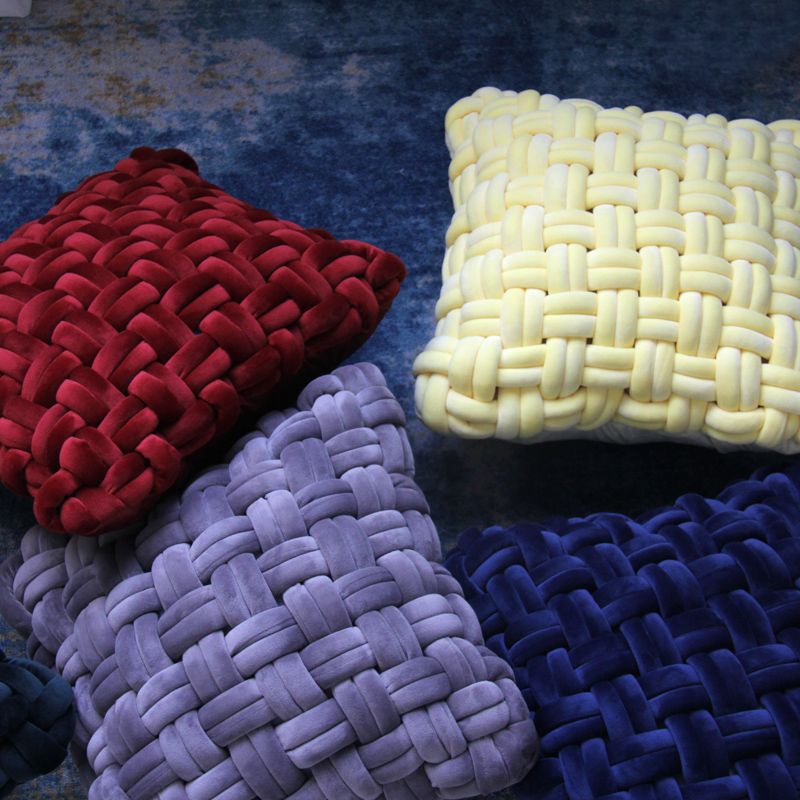 Woven throw pillows, sofa cushions, solid-color velvet throw pillowcases, living room headboard, car waist pillows Item Picture