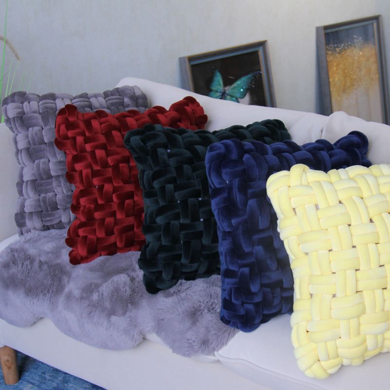 Woven throw pillows, sofa cushions, solid-color velvet throw pillowcases, living room headboard, car waist pillows Specification image