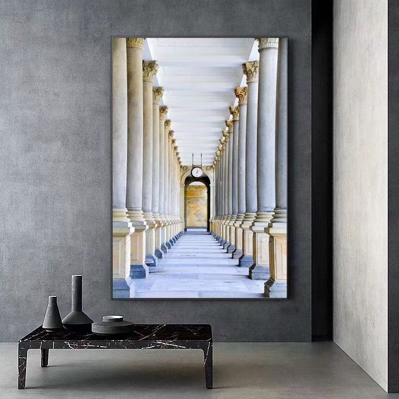 现代简约黑白几何抽象挂画空间延伸装饰画玄关背景墙楼梯走道壁画产品图