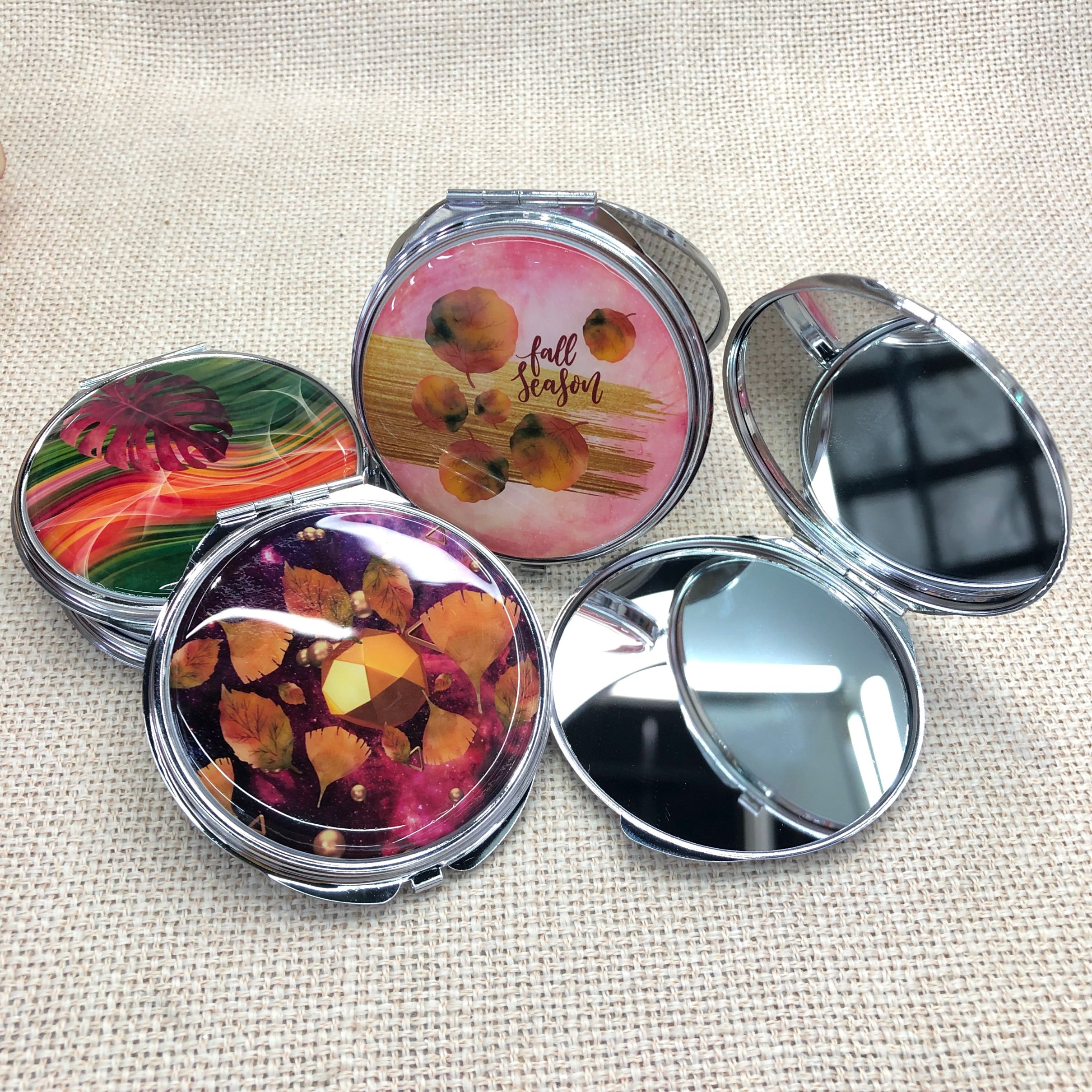 简易滴胶镜子 双面折叠口袋化妆镜 可印logo 广告礼品详情图5