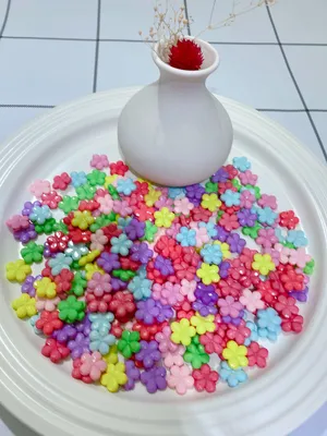 Acrylic solid color straight cut face five petals DIY children's necklace accessories thumbnail