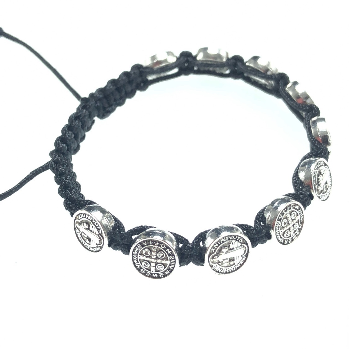 Black Thread Woven Catholic Bracelet St. Benedict Bracelet Material Alloy Beads Specification drawing