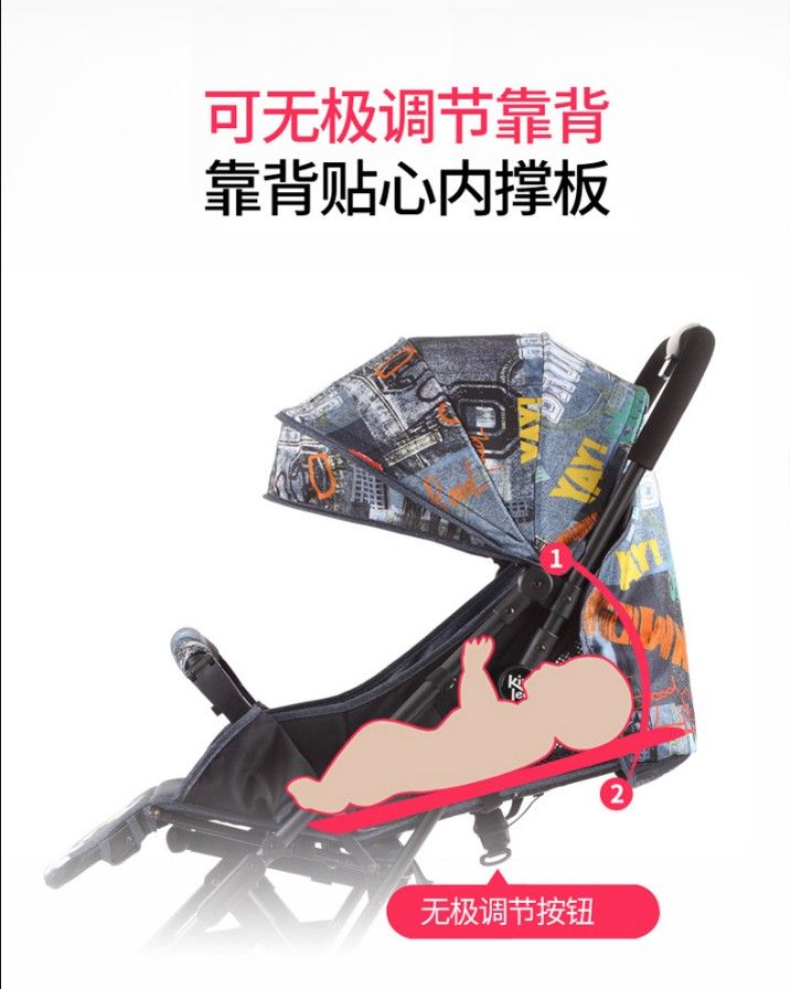 凯利口袋车轻便一键折叠带拉杆婴儿车详情图6