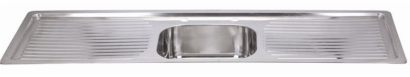 Stainless steel sink single basin double plate 1.5m thumbnail