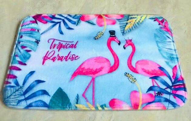 New thin, pointed-bottom flannel printed mat, flamingo pattern floor mat, digital printed floor mat, door mat and kitchen mat undefined