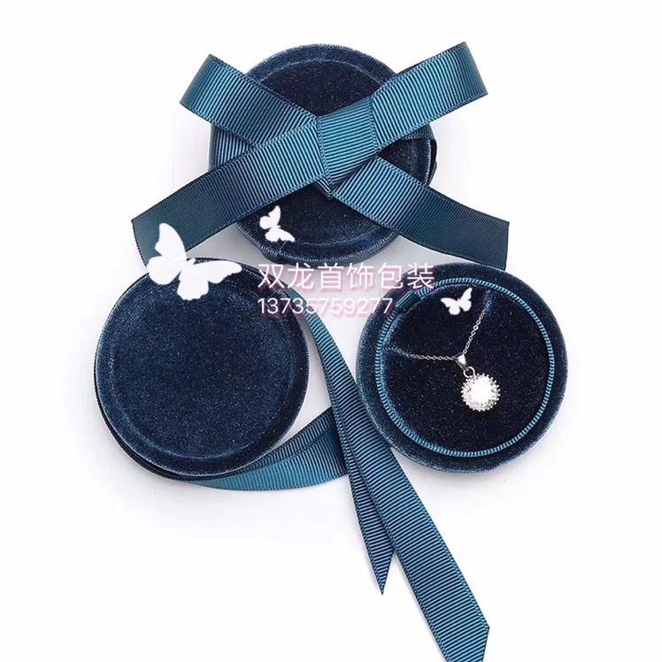 Korean version velvet round bow jewelry box Specification image