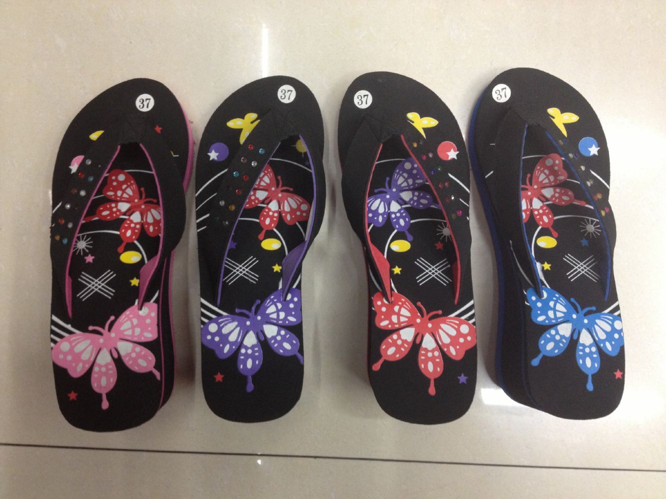 2020 Beach shoes wholesale 2000 minimum order high heel PU printing X thumbnail