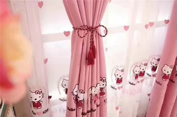 New style factory direct sales available for retail and wholesale of cartoon Kate Cat embroidered curtain fabric undefined