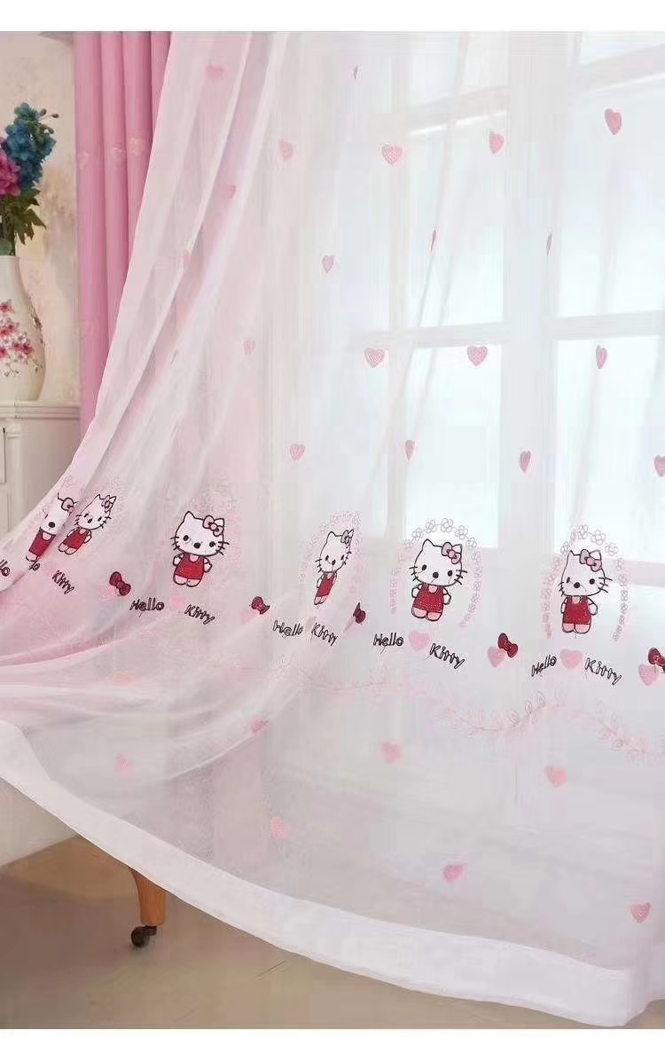 New style factory direct sales available for retail and wholesale of cartoon Kate Cat embroidered curtain fabric undefined