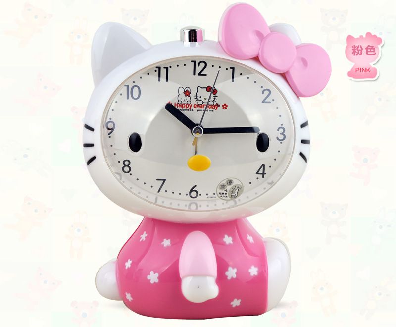 Upgraded version of cute cartoon cat side face dual tone children alarm clock night light mute snooze student clock
