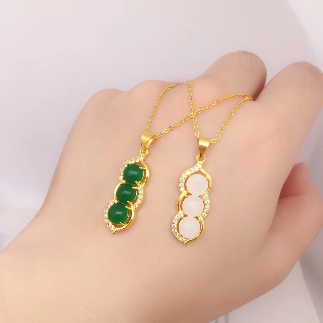 Four seasons pingan bean jade pendant thumbnail