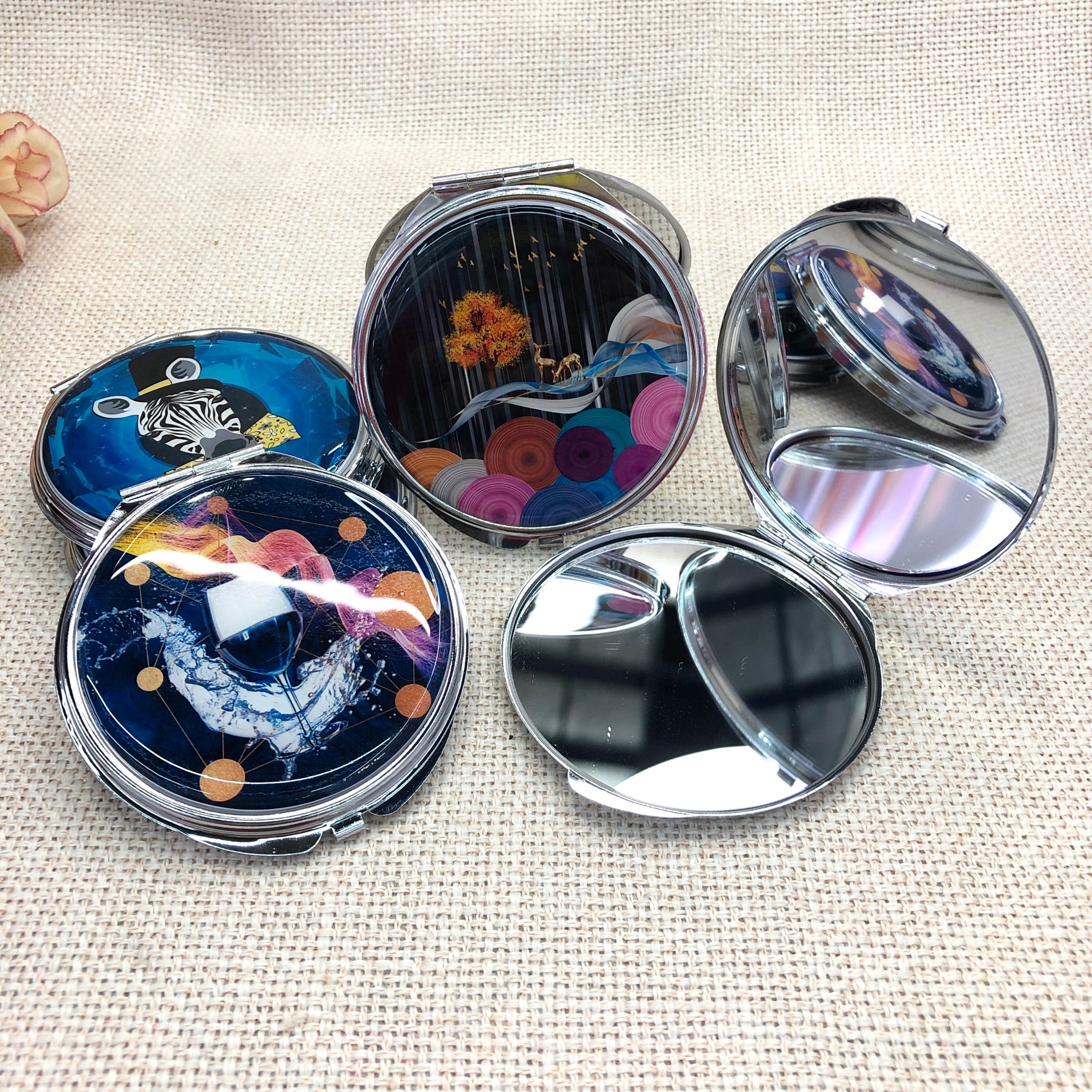 简易滴胶镜子 双面折叠口袋化妆镜 可印logo 广告礼品详情图4