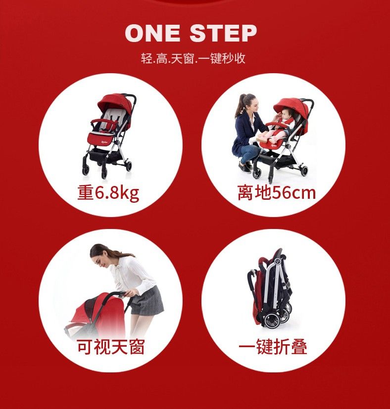 新款高景观口袋车婴儿车可折叠可坐可躺伞推车可折叠携带方便详情图2