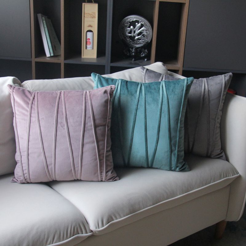 Velvet modern and simple solid-color throw pillow cushion sofa office bed backrest headboard pillowcase without core Item Picture