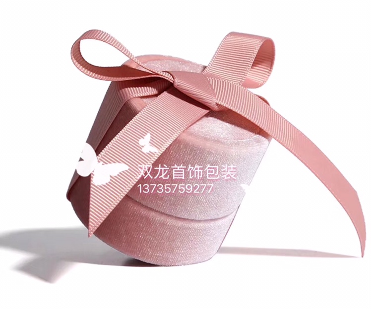 Korean version velvet round bow jewelry box details Picture