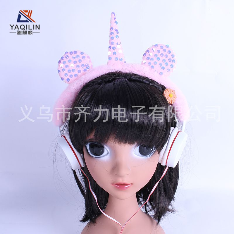 Yakirin's new plush Bluetooth Headset Cute Head-mounted Wire-controlled Headset Gift is customizable