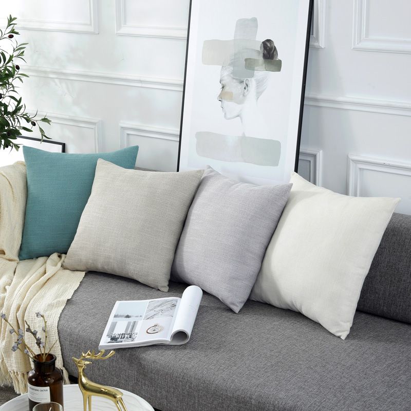 Cotton and linen solid-color throw pillows, modern and simple sofa cushions, and headboard pillows for the living room Application Scenario