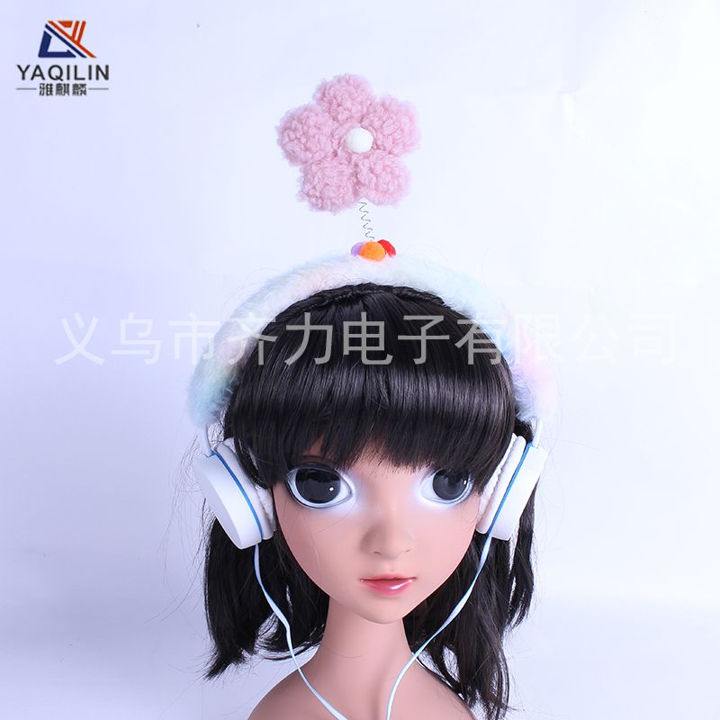 Yakirin's new fashion flower Earphone children's cute head-mounted wire controlled earphone gift customization cross-border