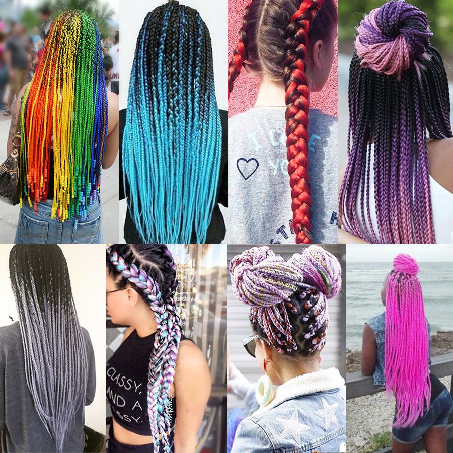 Chromatic gradient hair extensions color chemical fiber braids