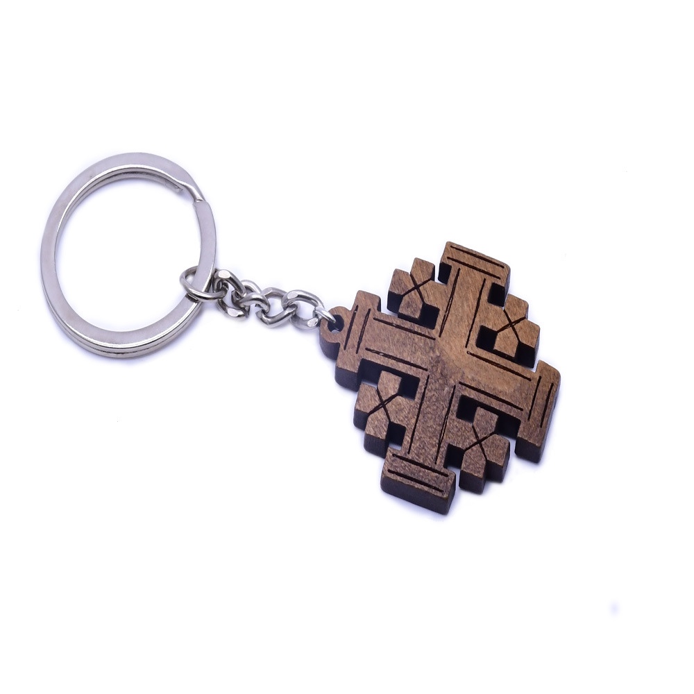 Wooden Cross Key Chain Pendant Religious Ornaments Travel Souvenirs Gift details Picture