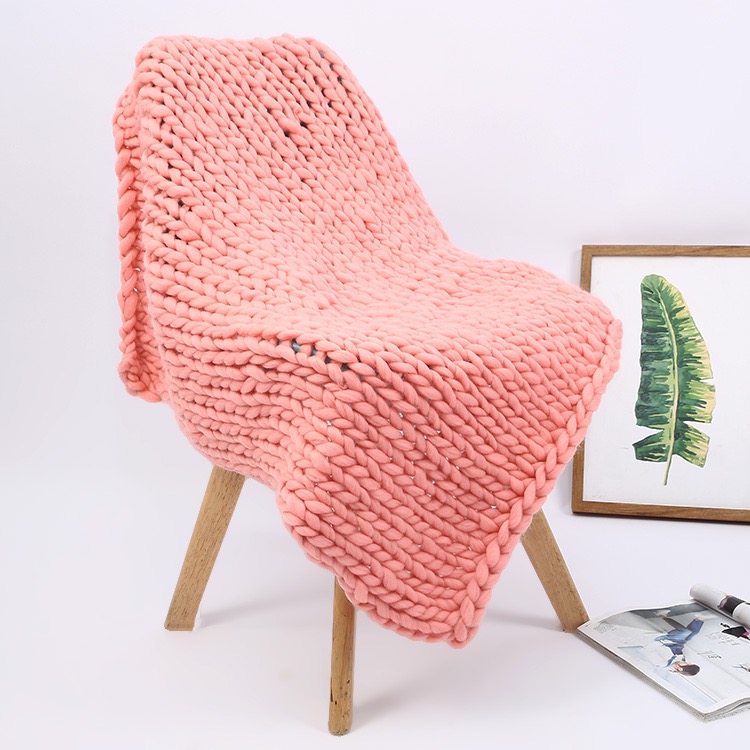 Cross-border exclusive solid-color coarse Icelandic blankets, hand-woven coarse wool blankets, sofa cover blankets, air conditioning blankets undefined