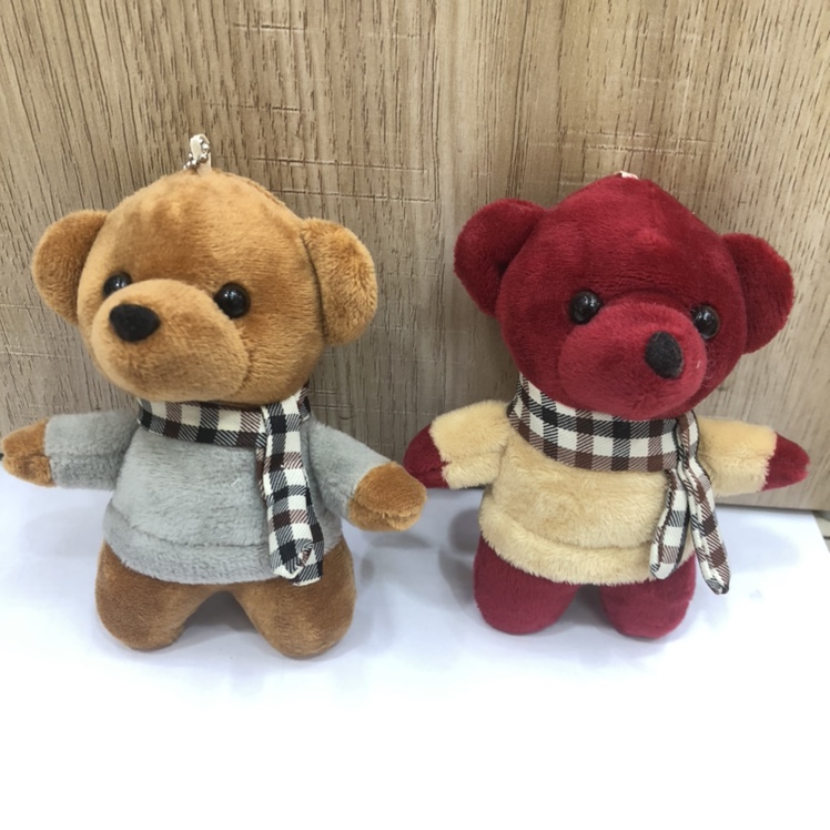Plush scarf standing bear keychain pendant