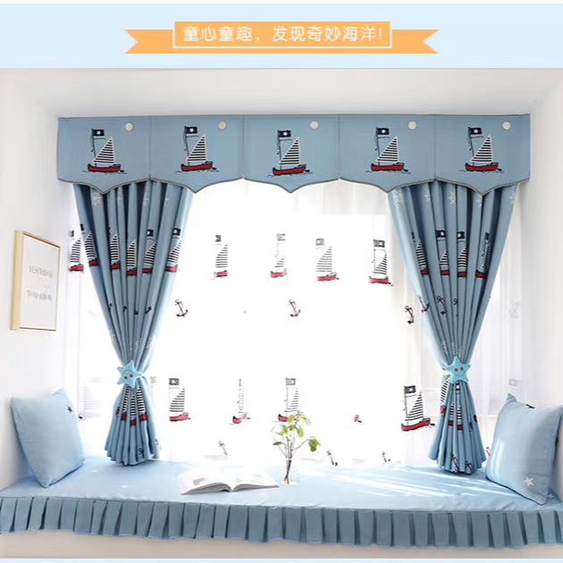 New style factory direct sales available for retail and wholesale of Kaka Tong sailboat embroidered curtain fabric Item Picture