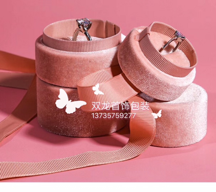 Korean version velvet round bow jewelry box Item Picture