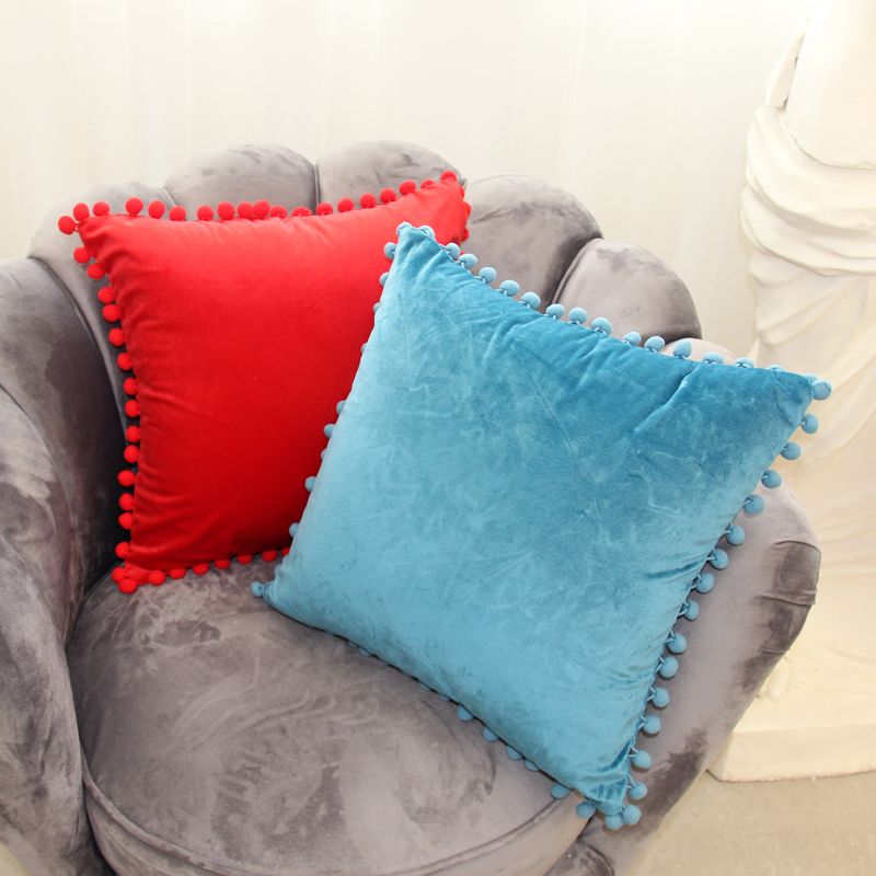 Modern and simple solid-color plush pillow, sofa cushion, office bed backrest cushion, waist pillow, headboard Item Picture