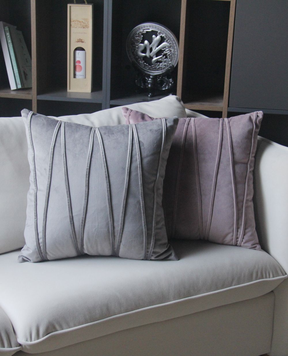 Velvet modern and simple solid-color throw pillow cushion sofa office bed backrest headboard pillowcase without core Specification image