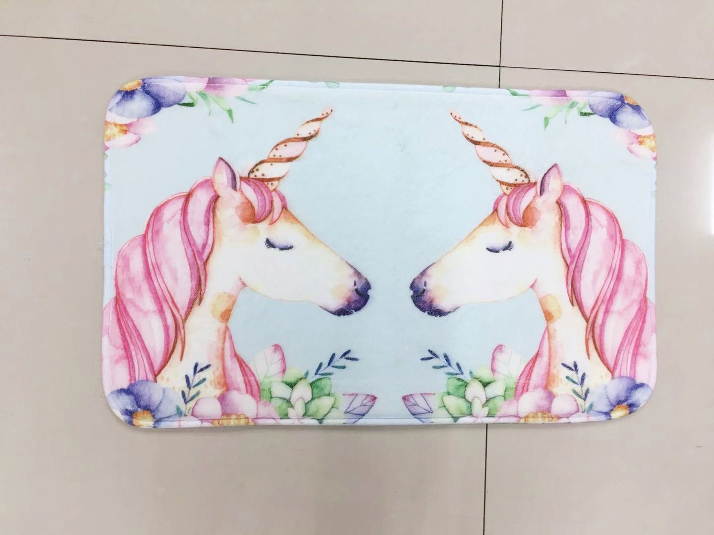 New thin, pointed-bottom flannel printed mat, flamingo pattern floor mat, digital printed floor mat, door mat and kitchen mat Specification drawing