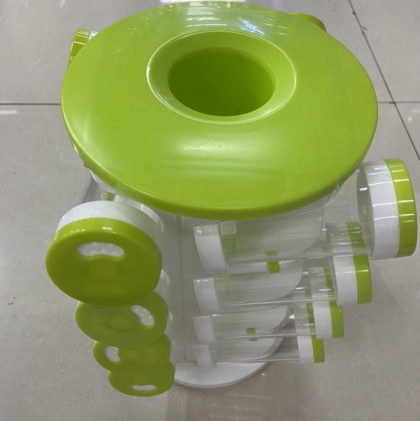Spice rack Rotating Seasoning Box 16-piece set Insert tree-shaped green seasoning jar Multi-hole adjustable seasoning bottle rack Specification image