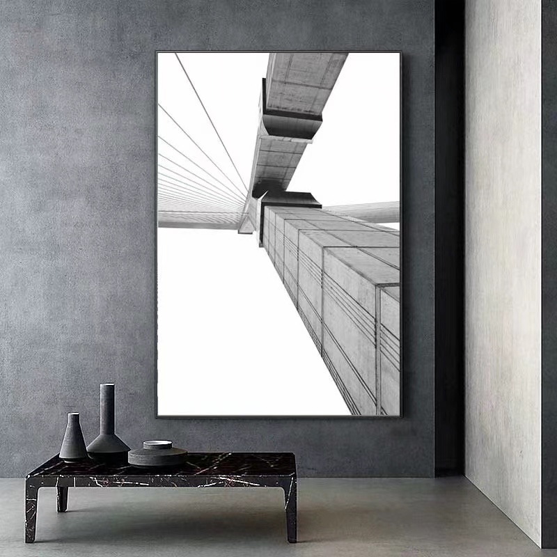 现代简约黑白几何抽象挂画空间延伸装饰画玄关背景墙楼梯走道壁画详情图6