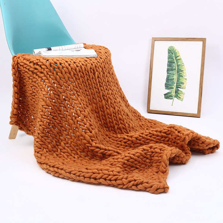 Cross-border exclusive solid-color coarse Icelandic blankets, hand-woven coarse wool blankets, sofa cover blankets, air conditioning blankets undefined